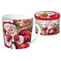 Кружка Дед Мороз с мишкой в мет.коробке 0,35 л